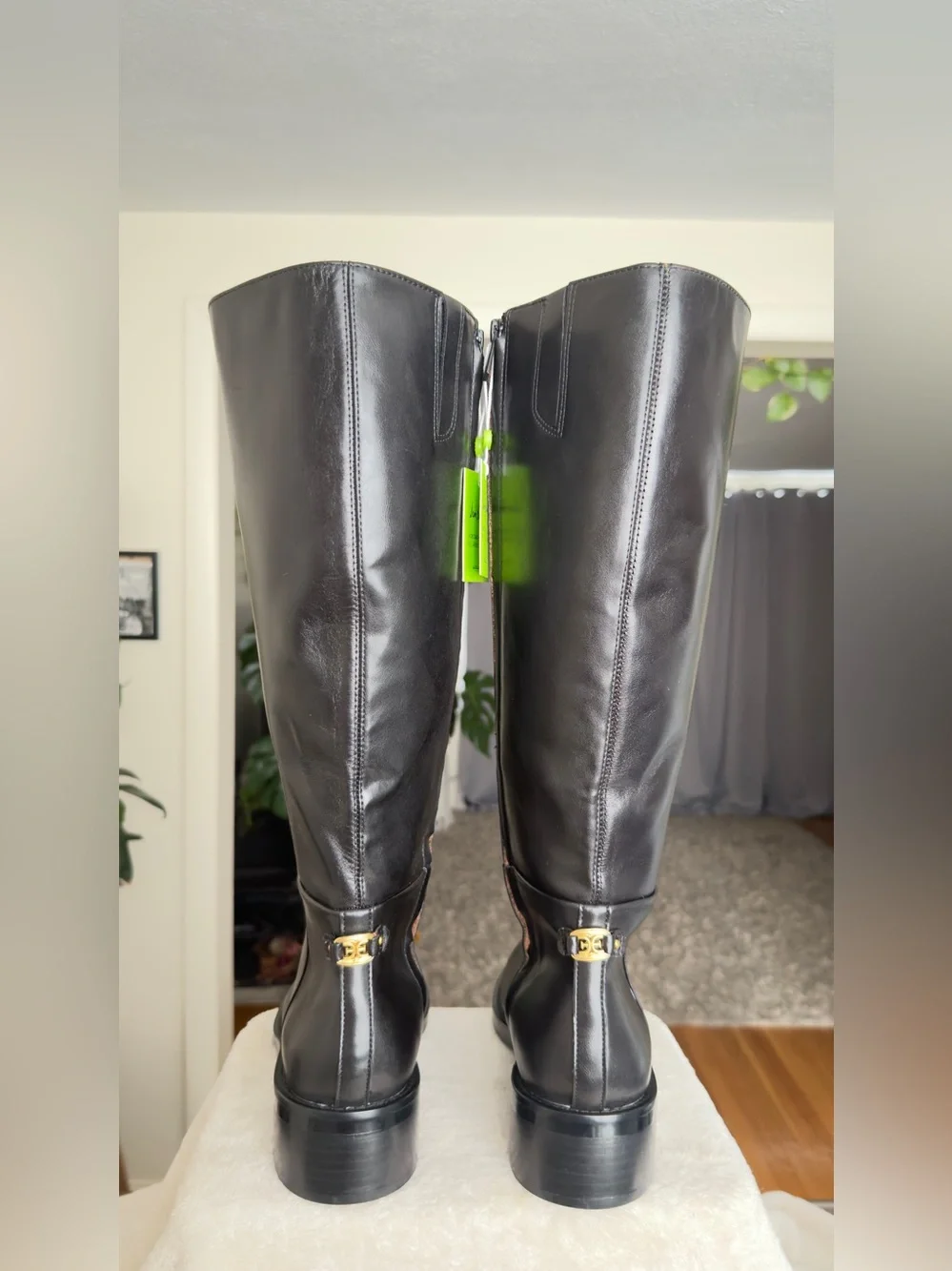 NEW Sam Edelman Milla Black Leather Knee High Boots 10M 41 Wide Calf